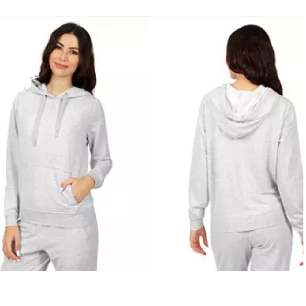 90 Degree by Reflex Terry Brushed Long Sleeve Hoodie in Heather Grey